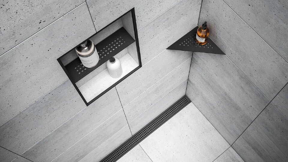 Schlüter®SHELF MGS bathroom shelf, matte graphite black
