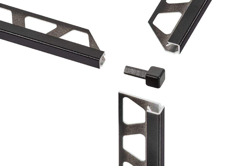 Schlüter-Systems MGS wall corners and finishing profiles in MGS matte graphite black
